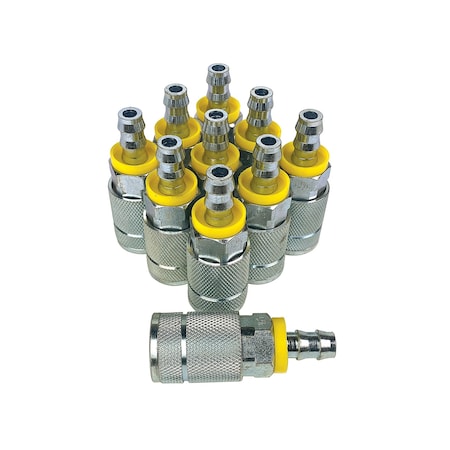 Primefit T/Automotive Coupler Steel 3/8-in. x 3/8-in. Push On Barb, 10PK TC3838PS-B10-P